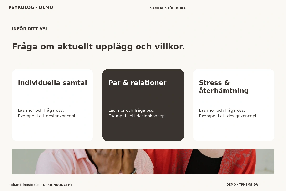 Behandlingsfokus – Alternativ & villkor för psykolog