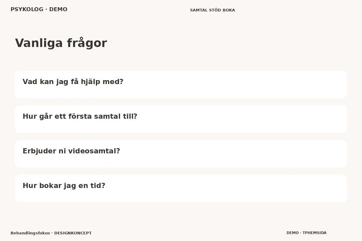 Behandlingsfokus – Vanliga frågor för psykolog