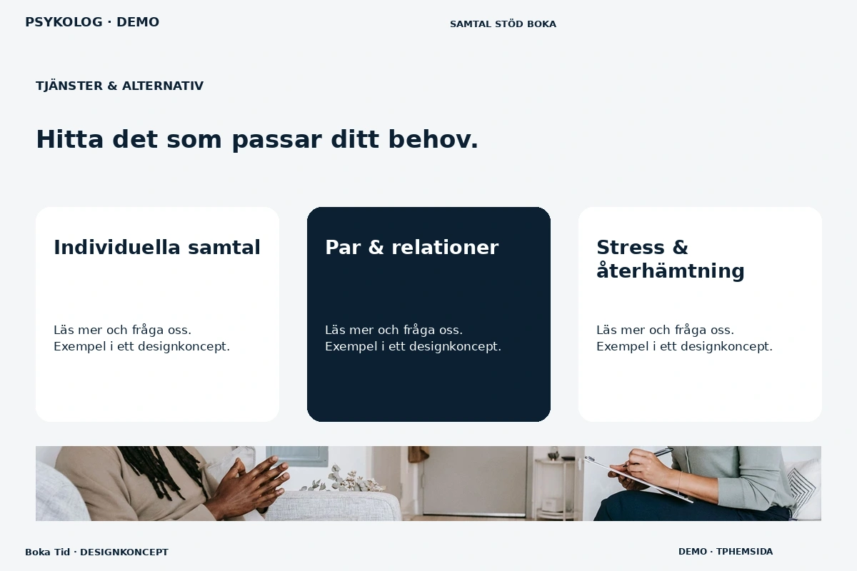 Boka Tid – Tjänster & alternativ för psykolog