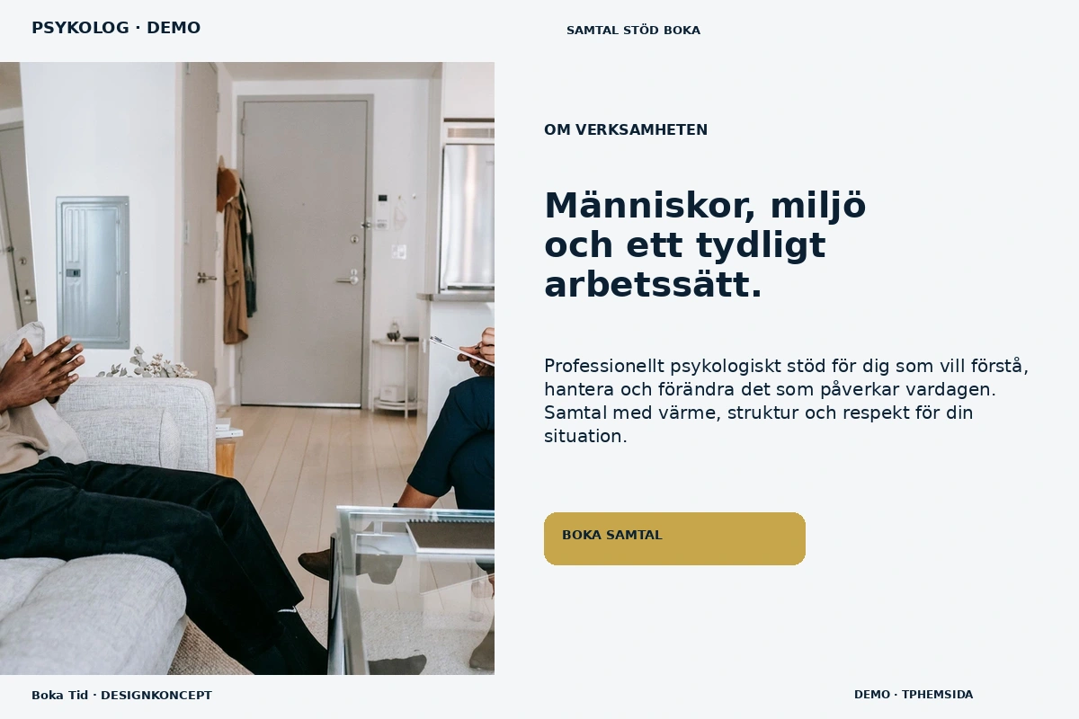 Boka Tid – Om verksamheten för psykolog