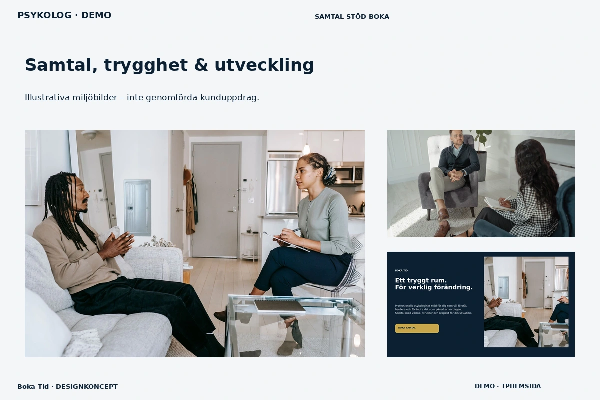 Boka Tid – Samtal, trygghet & utveckling för psykolog