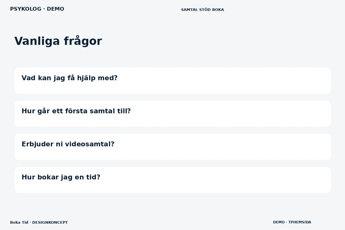 Boka Tid – Vanliga frågor för psykolog