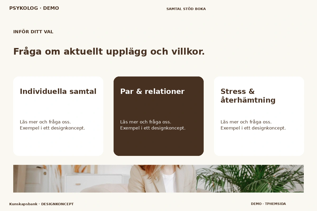 Kunskapsbank – Alternativ & villkor för psykolog
