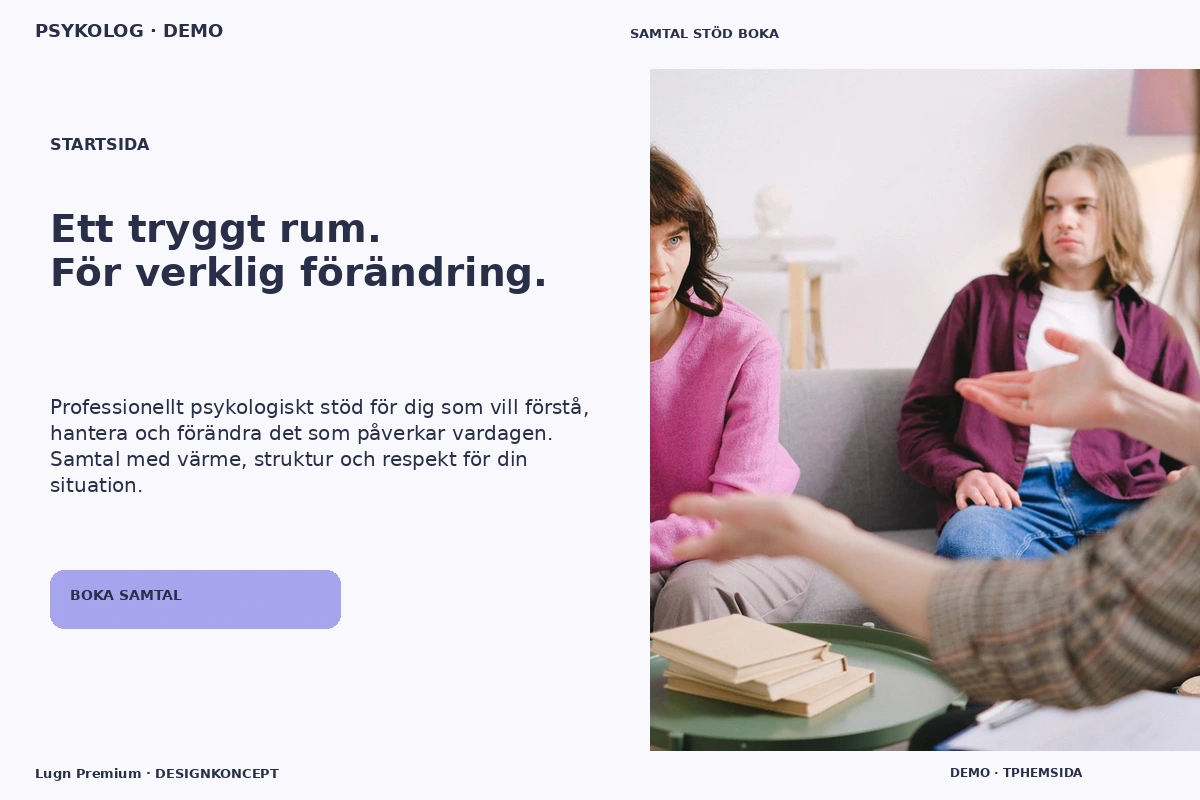 Lugn Premium – Startsida för psykolog