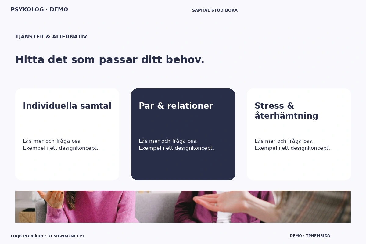 Lugn Premium – Tjänster & alternativ för psykolog