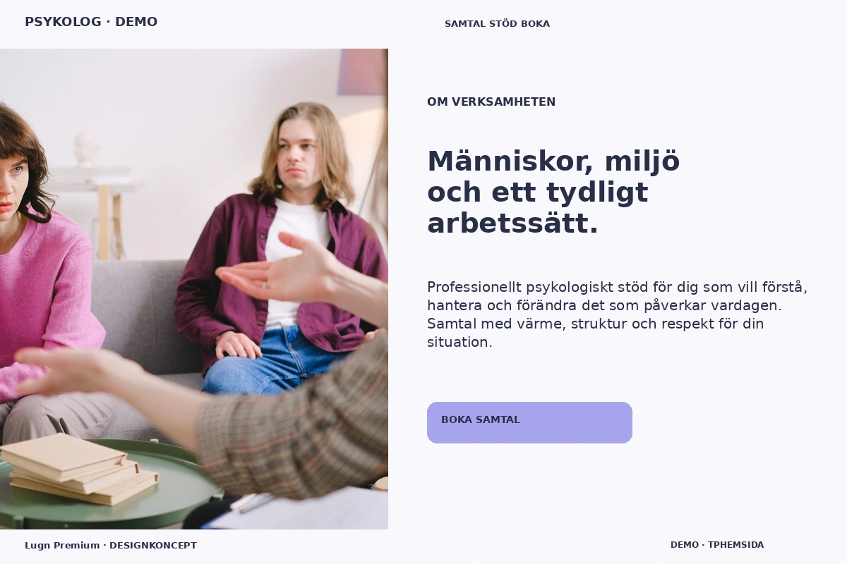 Lugn Premium – Om verksamheten för psykolog