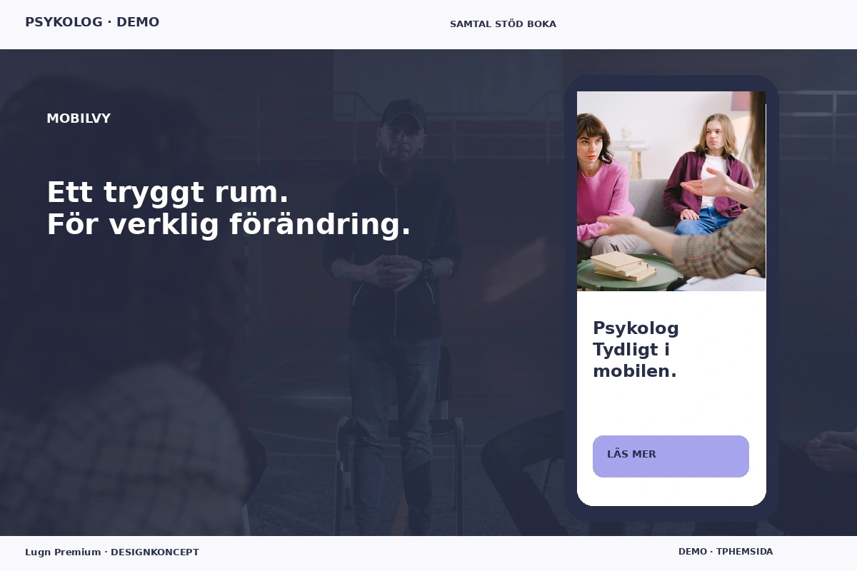 Lugn Premium – Mobilvy för psykolog
