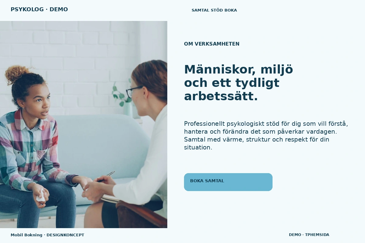 Mobil Bokning – Om verksamheten för psykolog