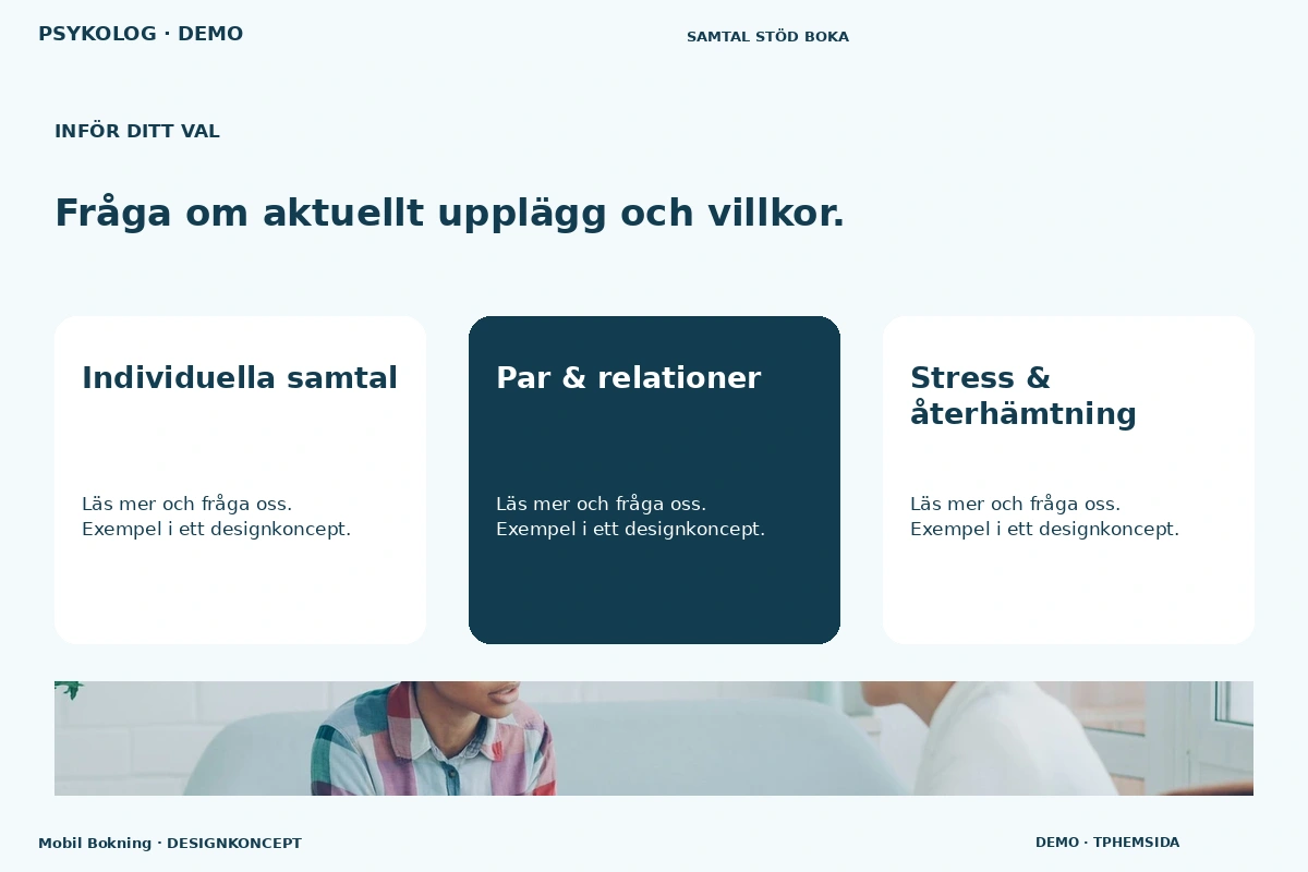 Mobil Bokning – Alternativ & villkor för psykolog
