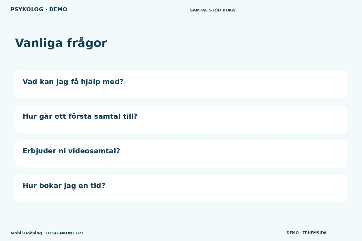 Mobil Bokning – Vanliga frågor för psykolog