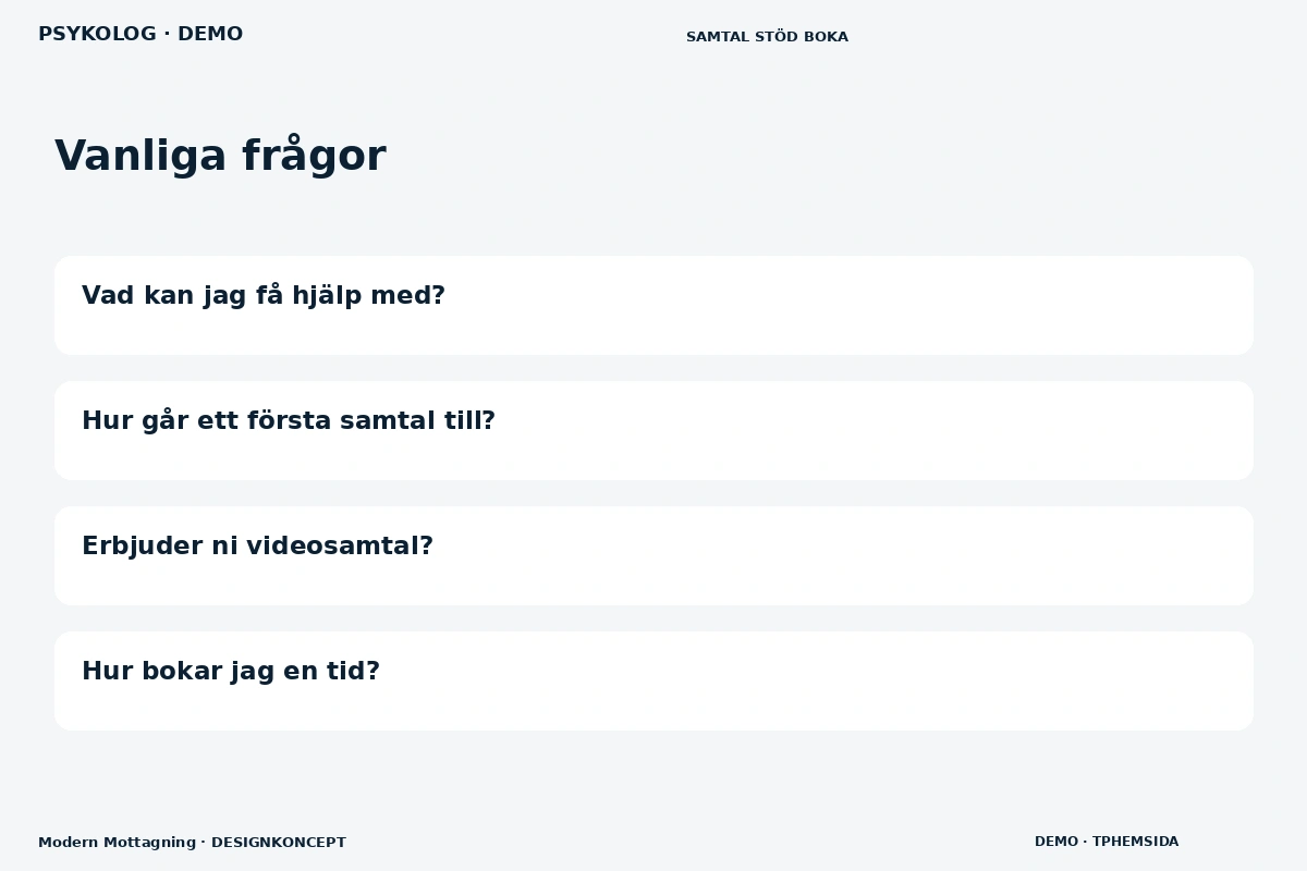 Modern Mottagning – Vanliga frågor för psykolog