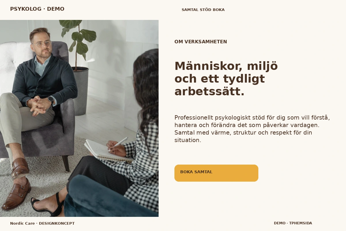 Nordic Care – Om verksamheten för psykolog