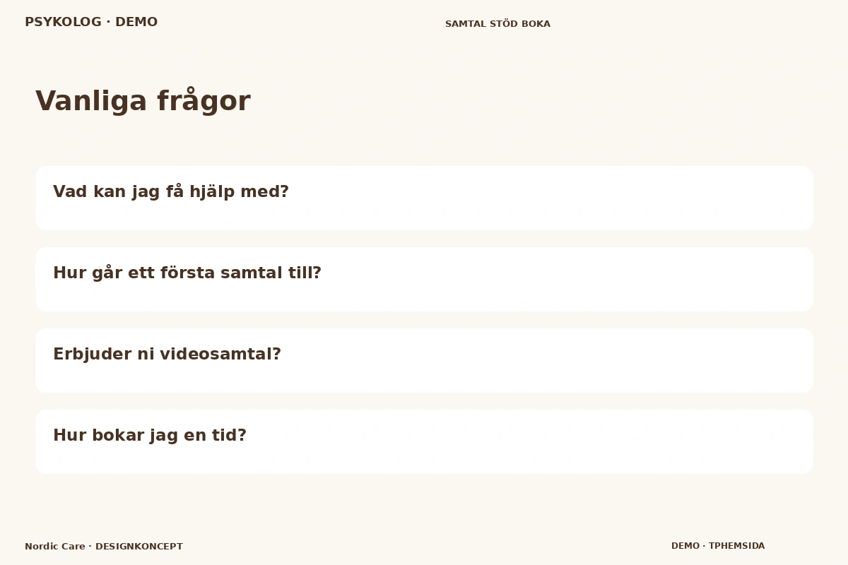 Nordic Care – Vanliga frågor för psykolog