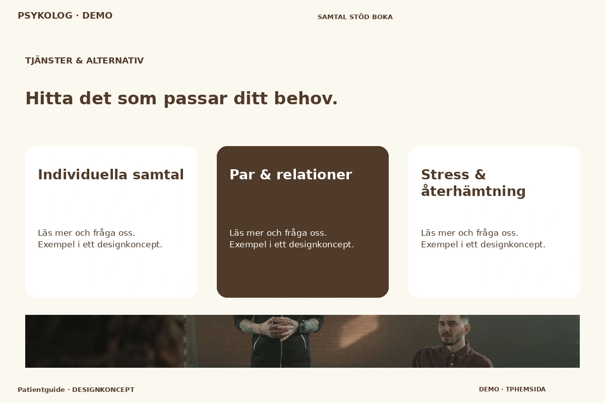 Patientguide – Tjänster & alternativ för psykolog