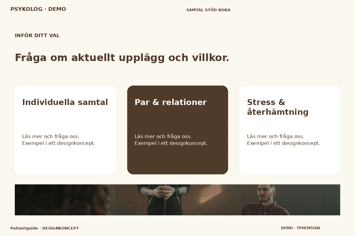 Patientguide – Alternativ & villkor för psykolog