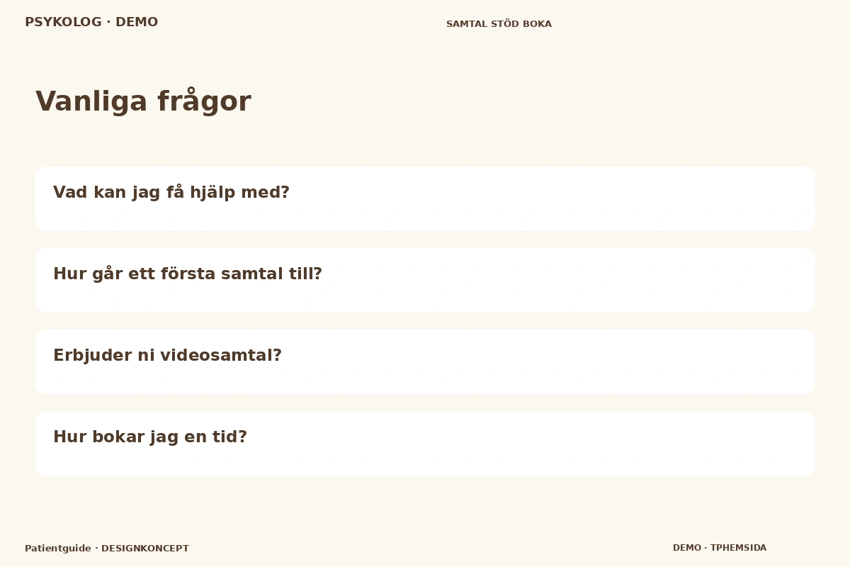 Patientguide – Vanliga frågor för psykolog