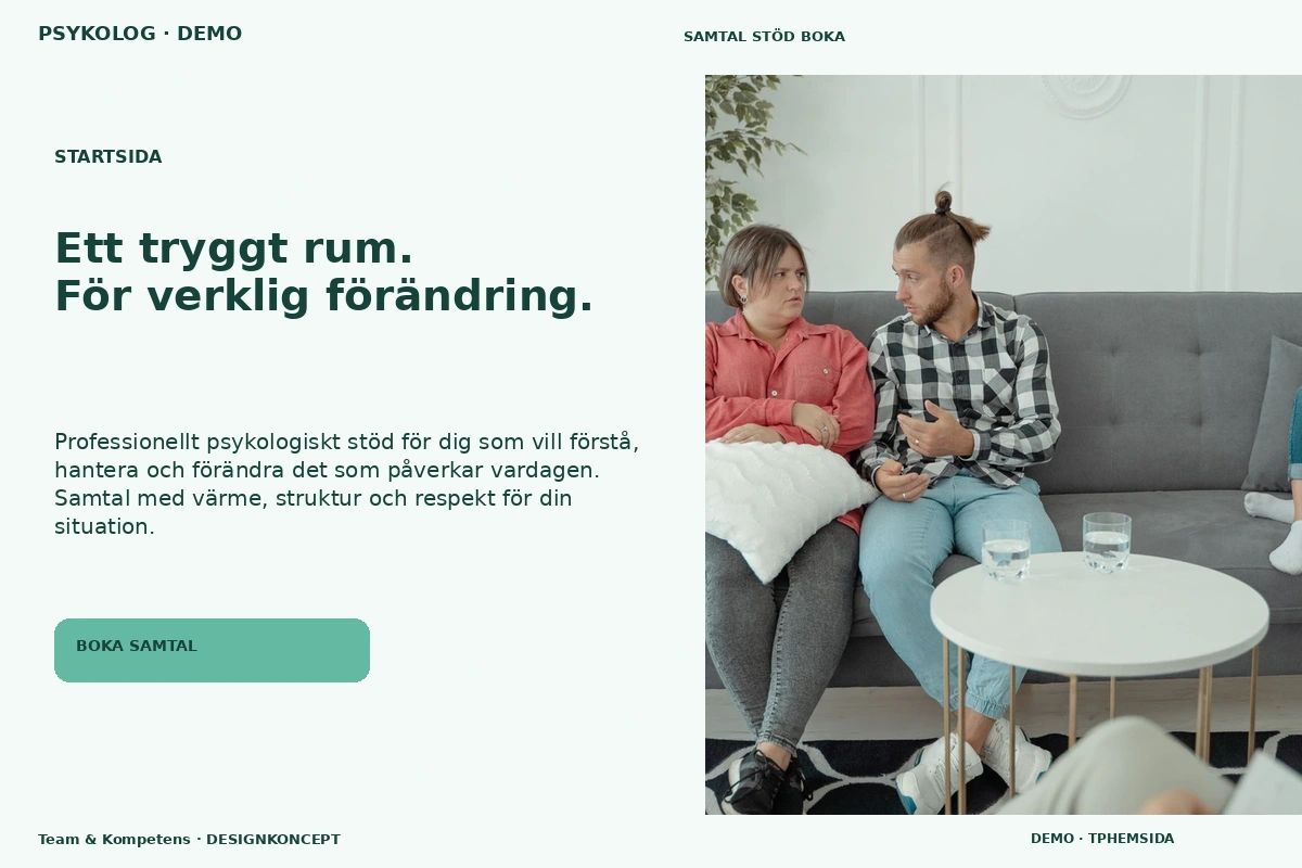 Team & Kompetens – Startsida för psykolog