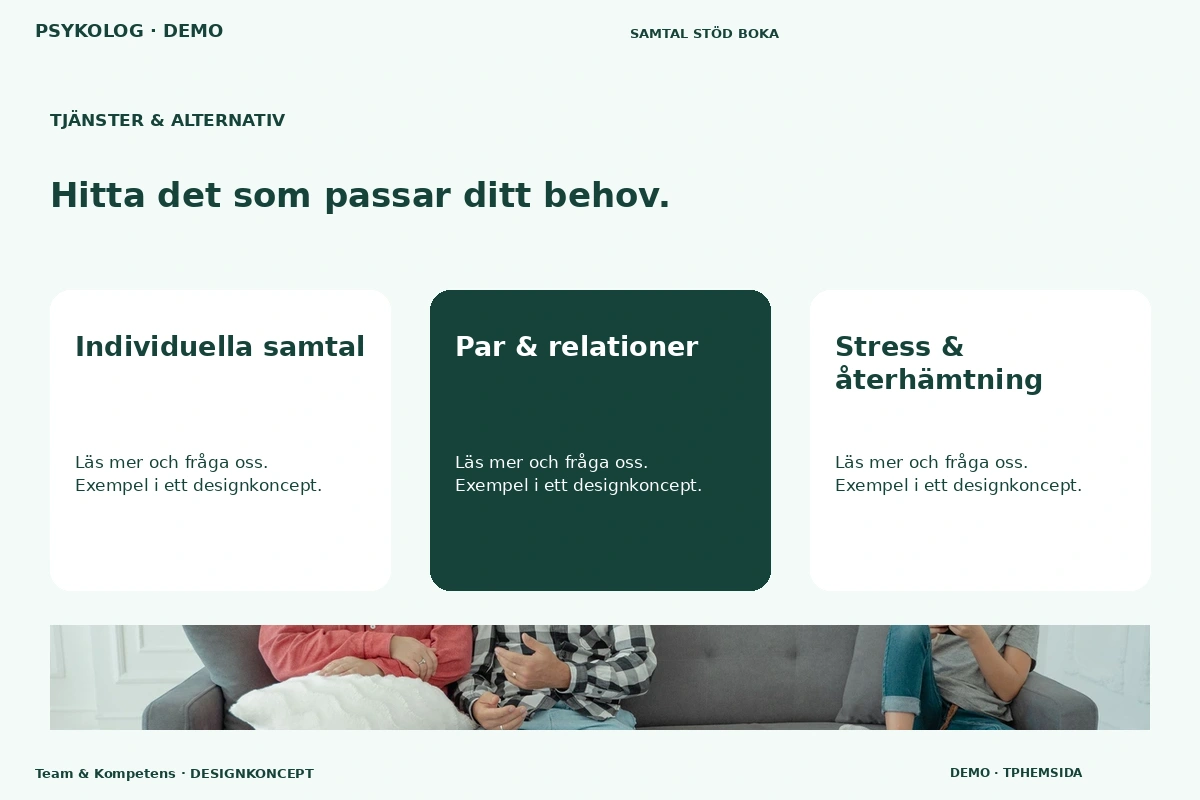 Team & Kompetens – Tjänster & alternativ för psykolog