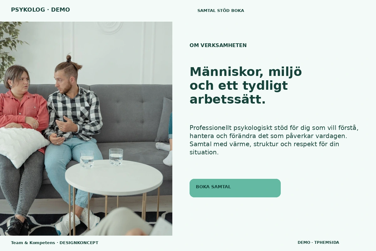 Team & Kompetens – Om verksamheten för psykolog