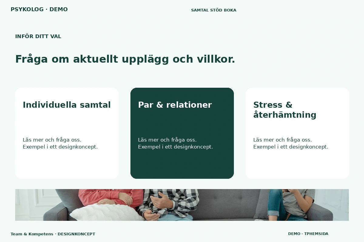 Team & Kompetens – Alternativ & villkor för psykolog