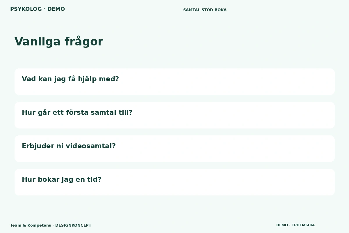 Team & Kompetens – Vanliga frågor för psykolog