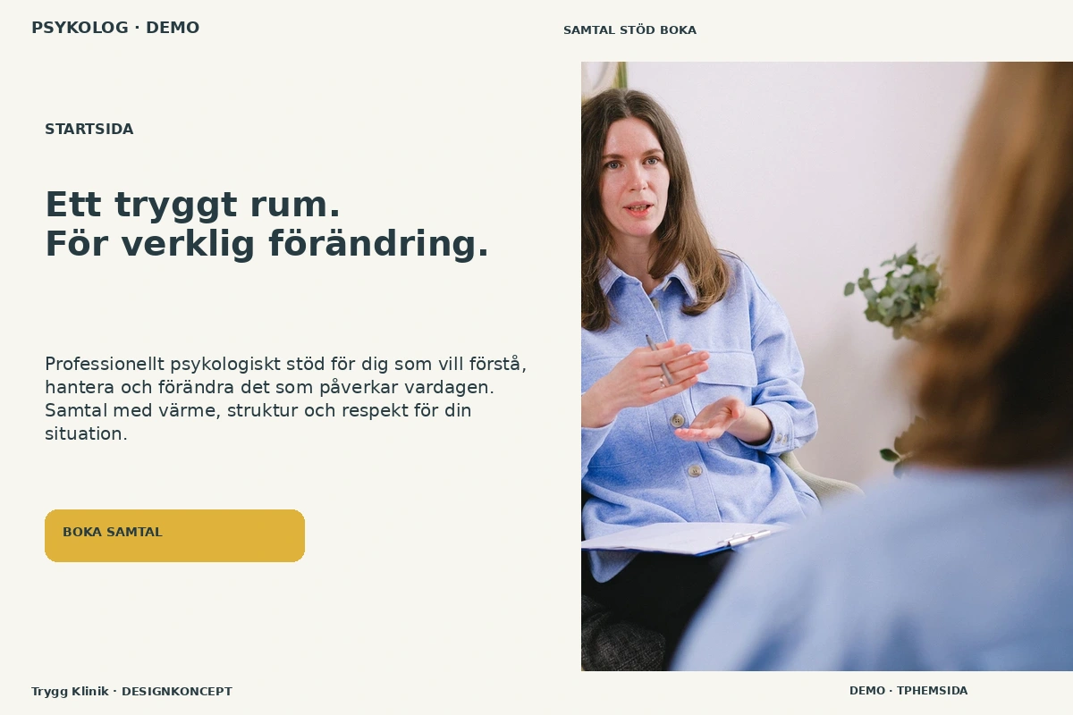 Trygg Klinik – Startsida för psykolog