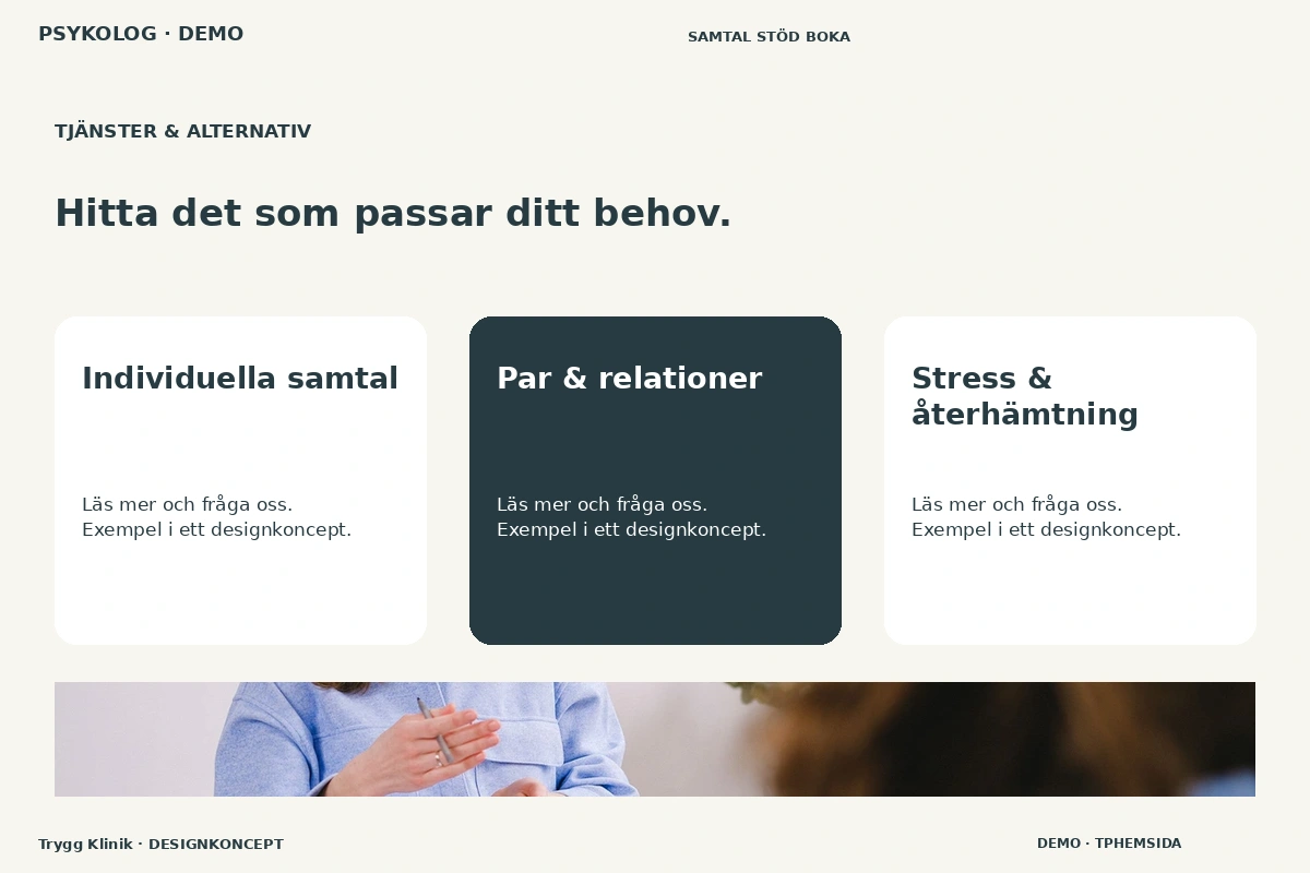 Trygg Klinik – Tjänster & alternativ för psykolog