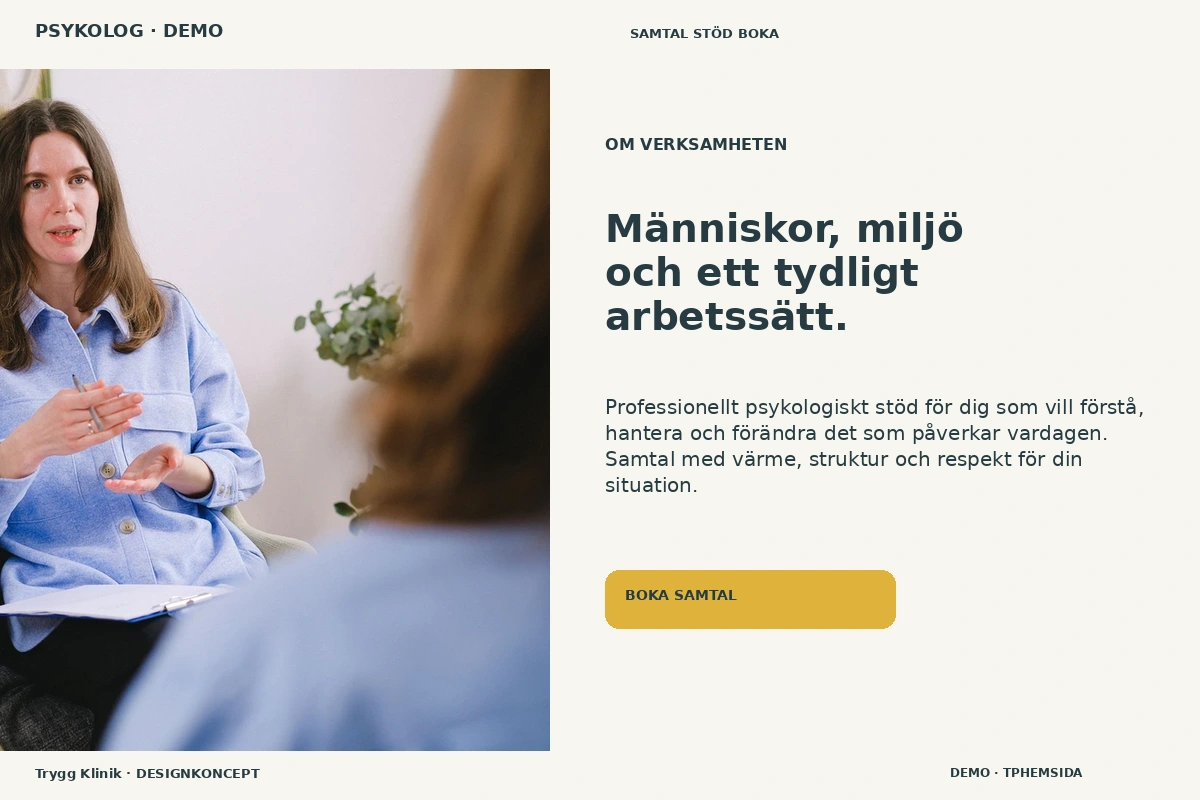 Trygg Klinik – Om verksamheten för psykolog