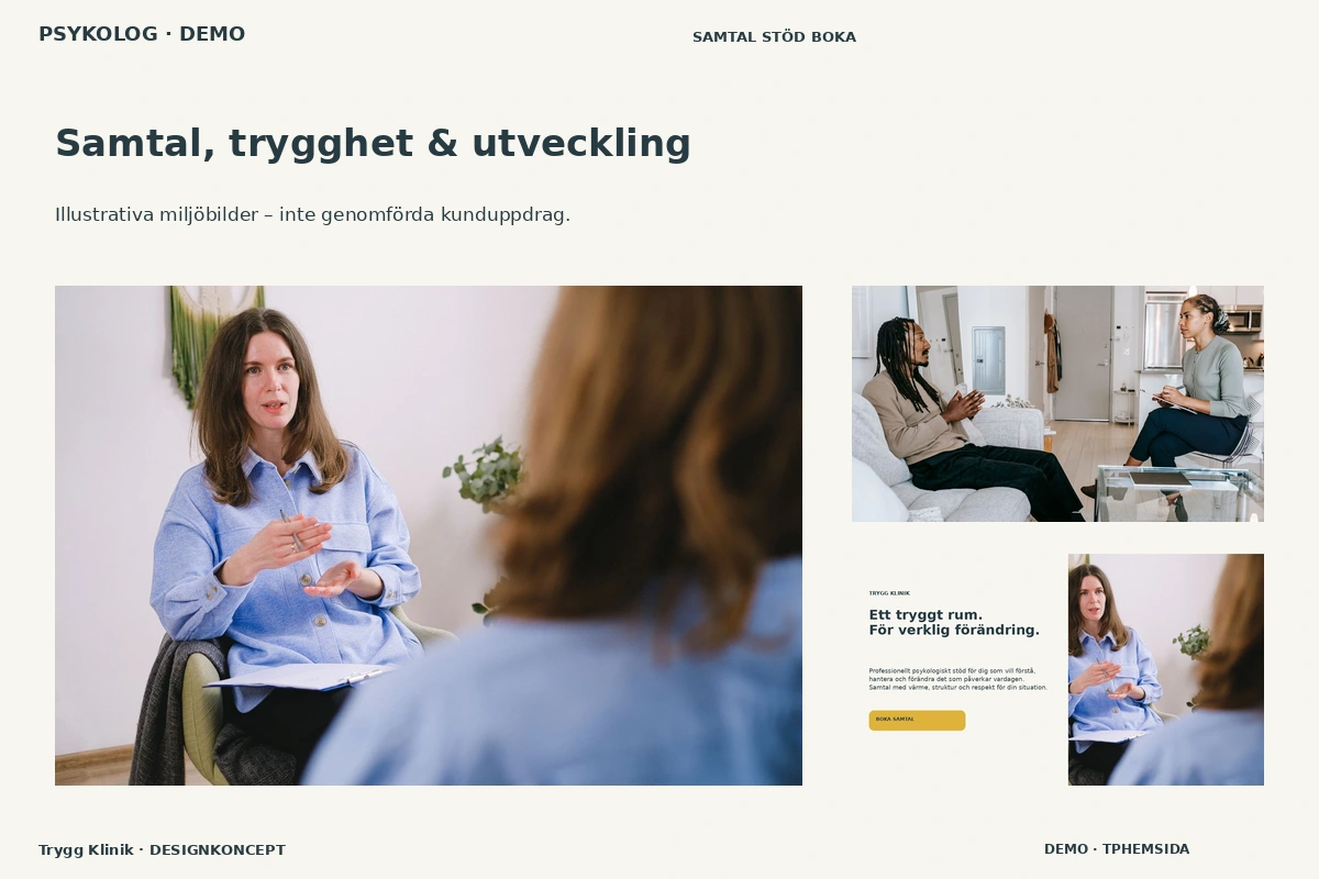 Trygg Klinik – Samtal, trygghet & utveckling för psykolog