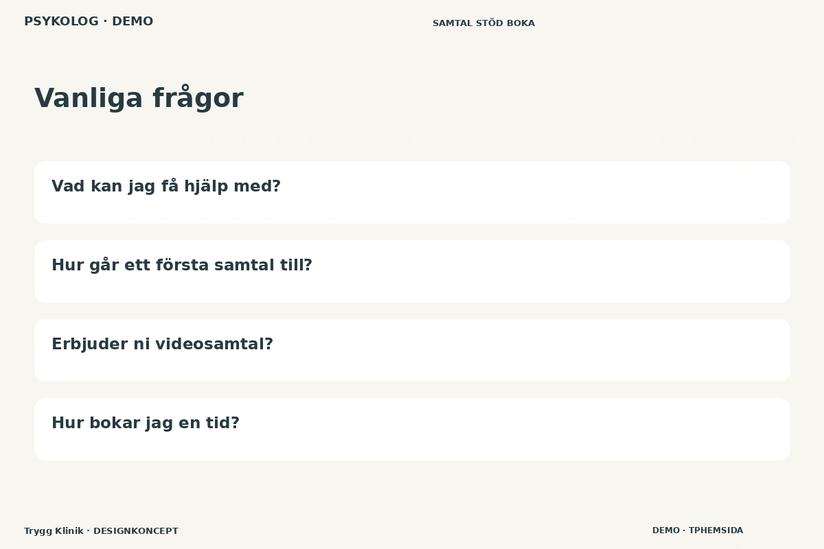 Trygg Klinik – Vanliga frågor för psykolog