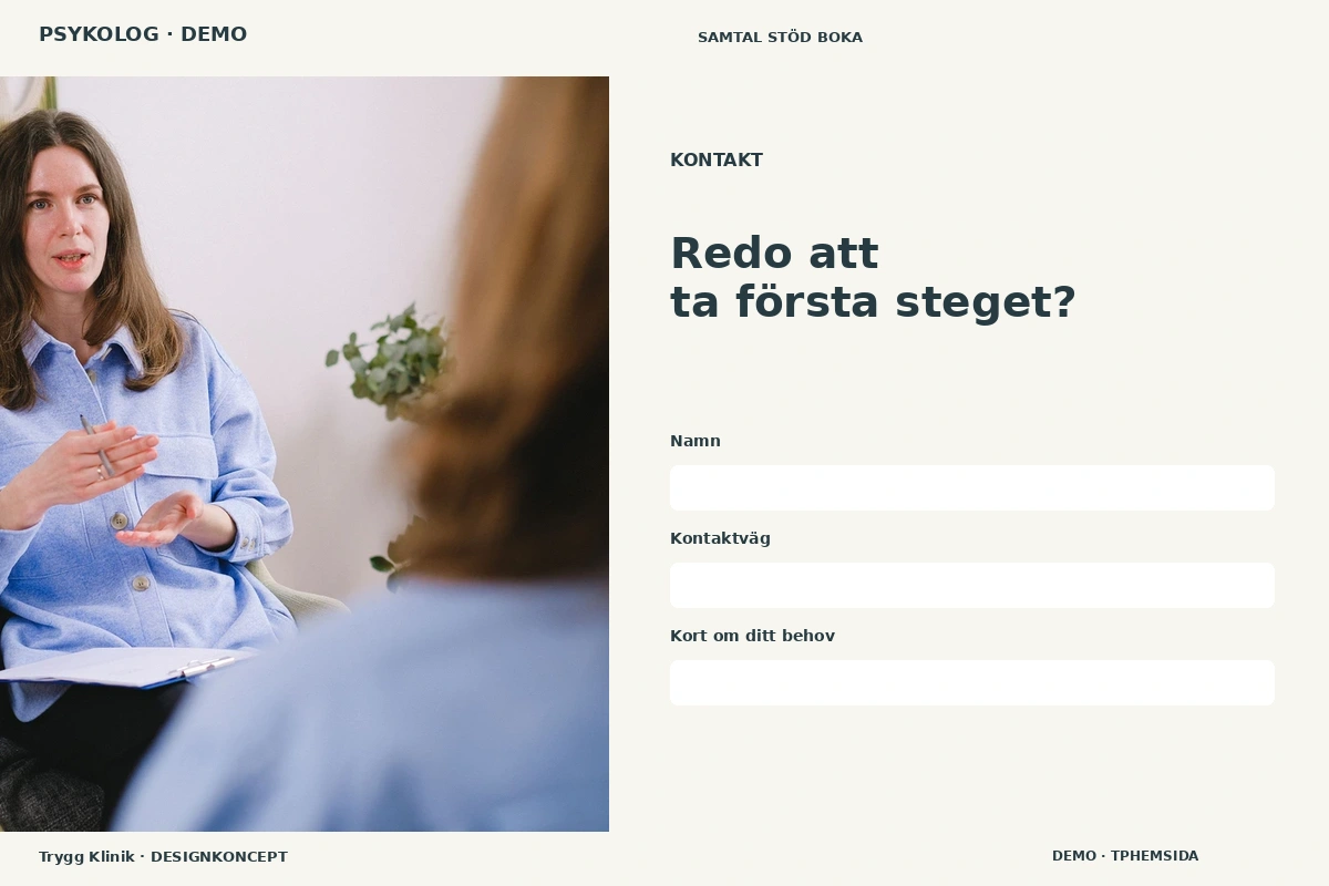 Trygg Klinik – Kontakt för psykolog