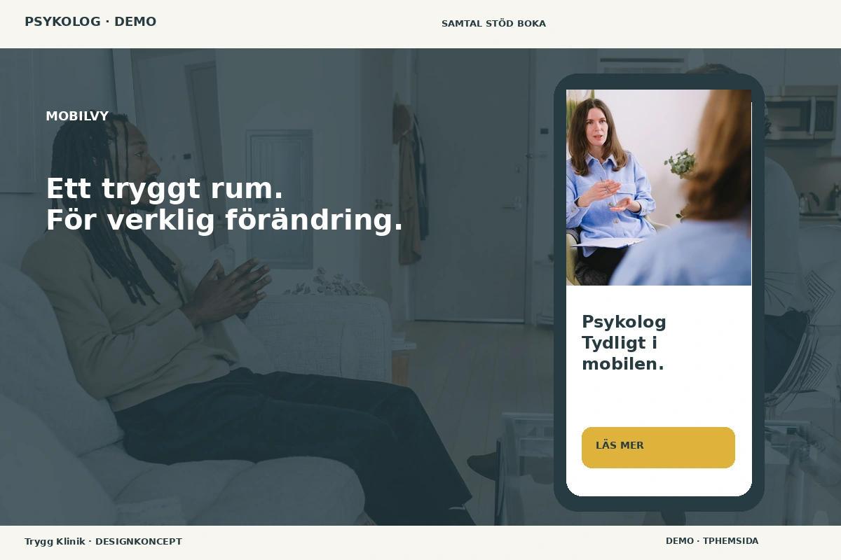Trygg Klinik – Mobilvy för psykolog