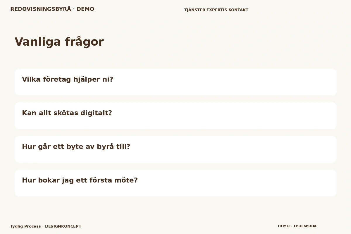 Tydlig Process – Vanliga frågor för redovisningsbyrå