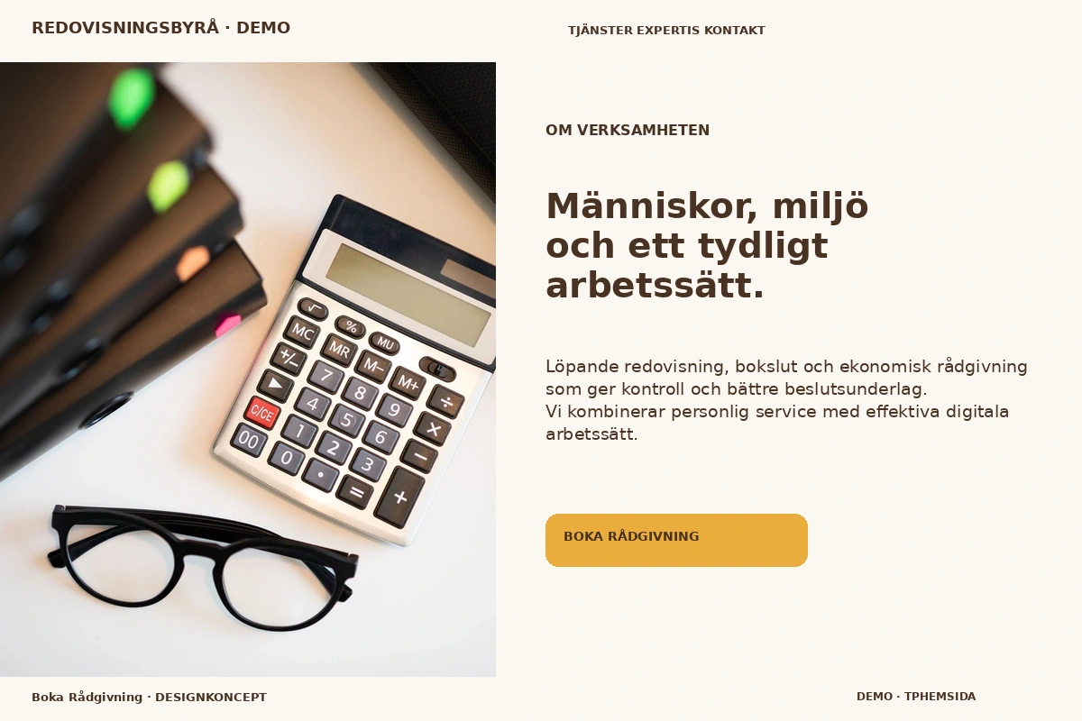Boka Rådgivning – Om verksamheten för redovisningsbyrå