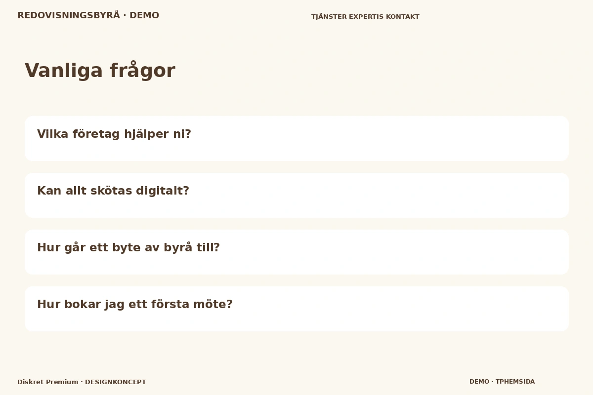 Diskret Premium – Vanliga frågor för redovisningsbyrå