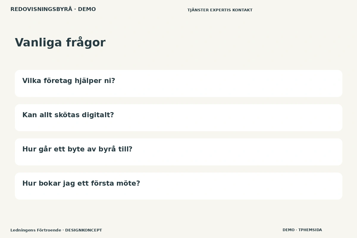 Ledningens Förtroende – Vanliga frågor för redovisningsbyrå