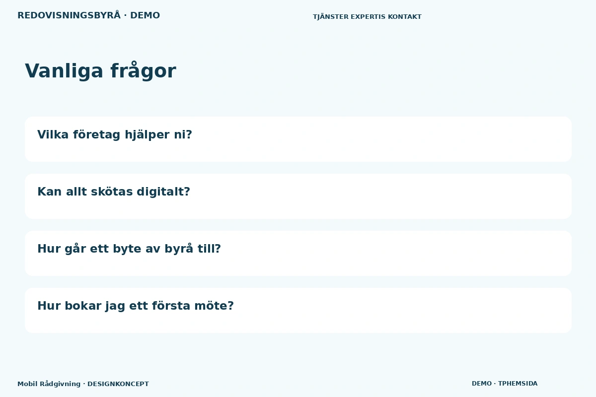 Mobil Rådgivning – Vanliga frågor för redovisningsbyrå