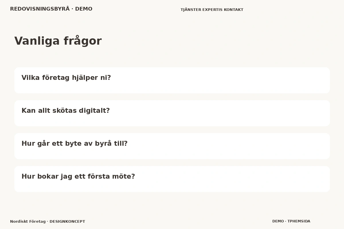 Nordiskt Företag – Vanliga frågor för redovisningsbyrå