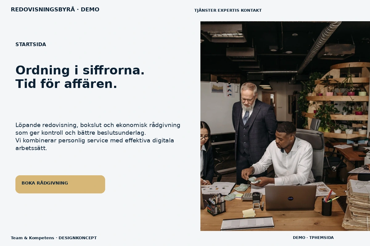 Team & Kompetens – Startsida för redovisningsbyrå