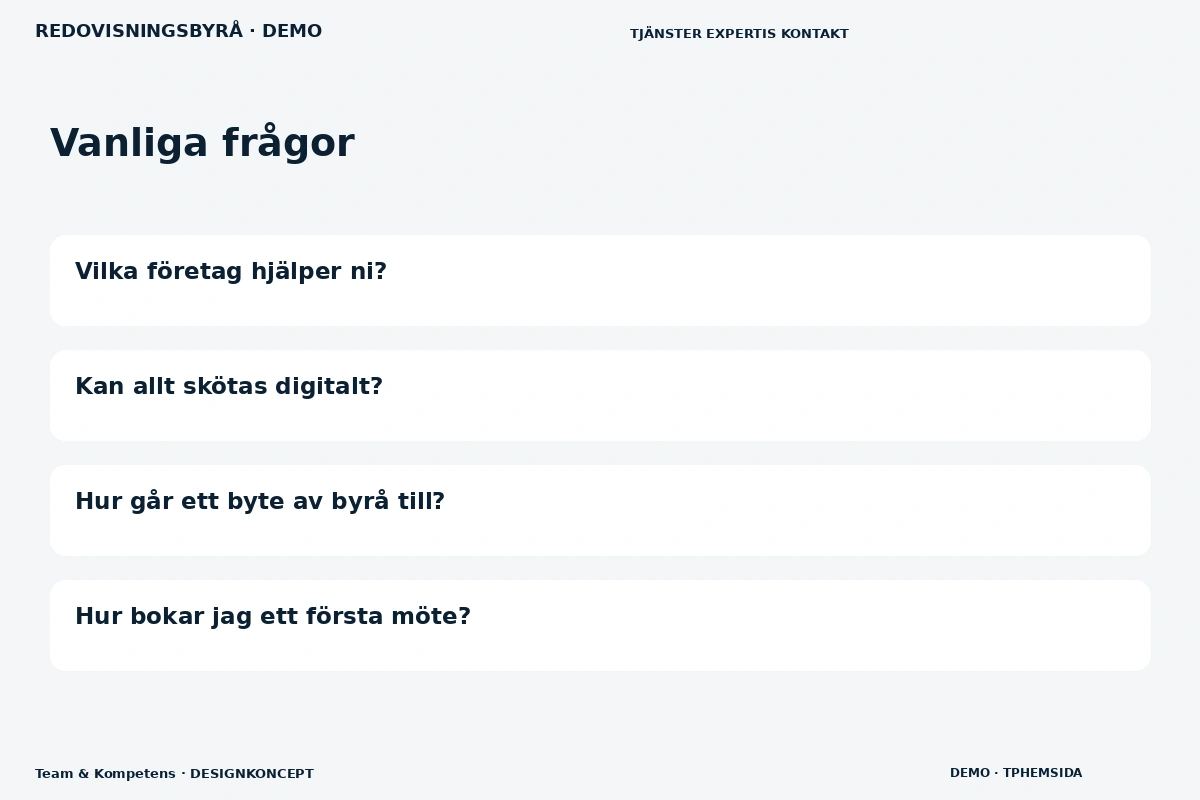 Team & Kompetens – Vanliga frågor för redovisningsbyrå