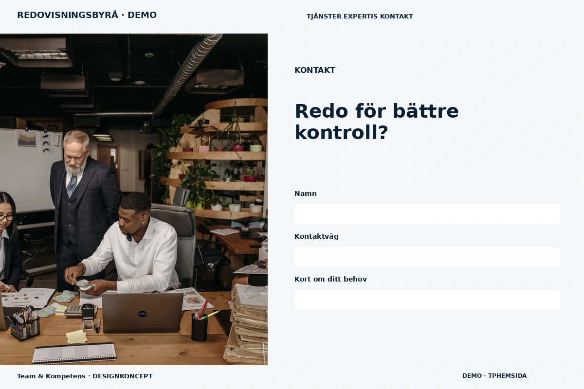 Team & Kompetens – Kontakt för redovisningsbyrå