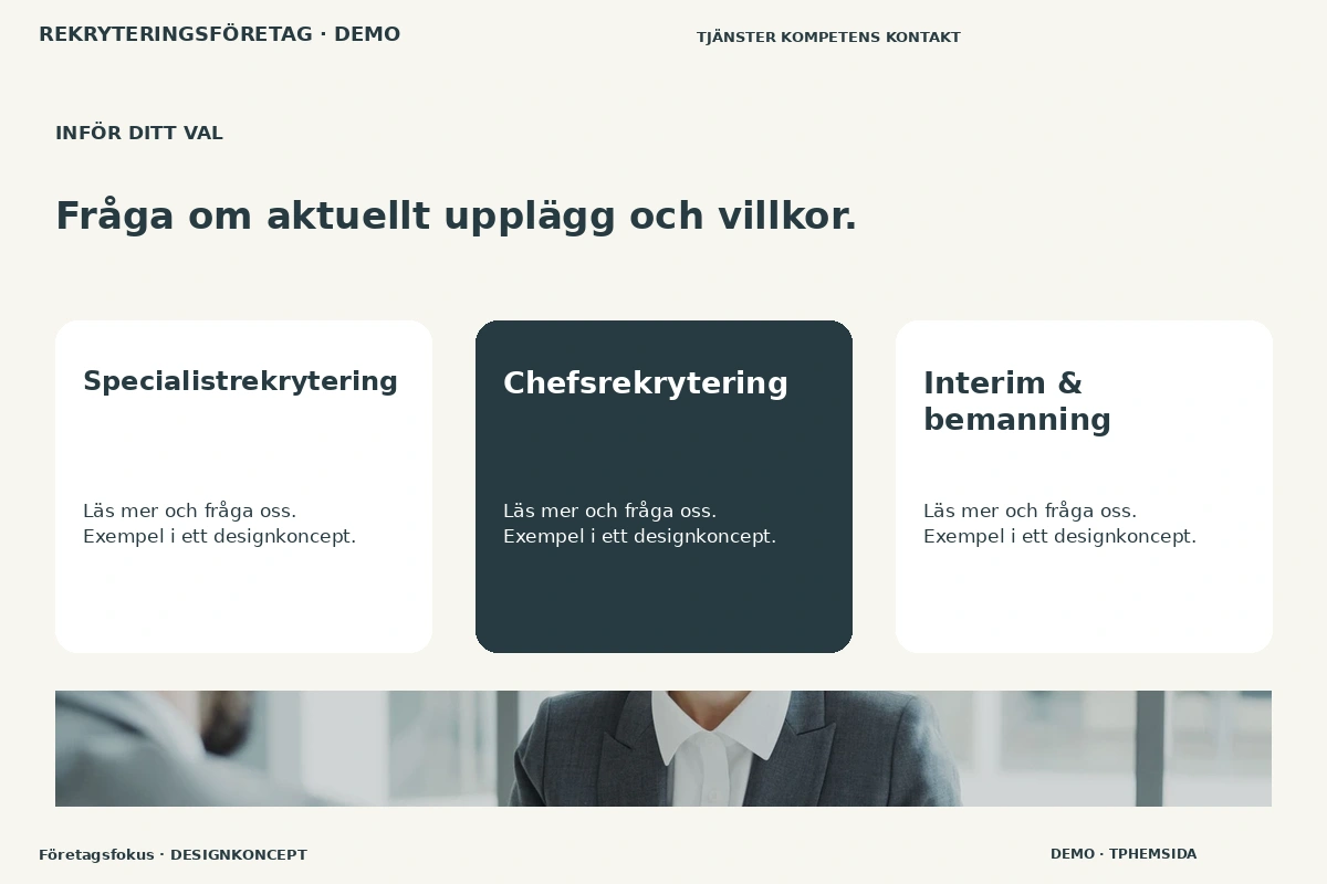 Företagsfokus – Alternativ & villkor för rekryteringsföretag
