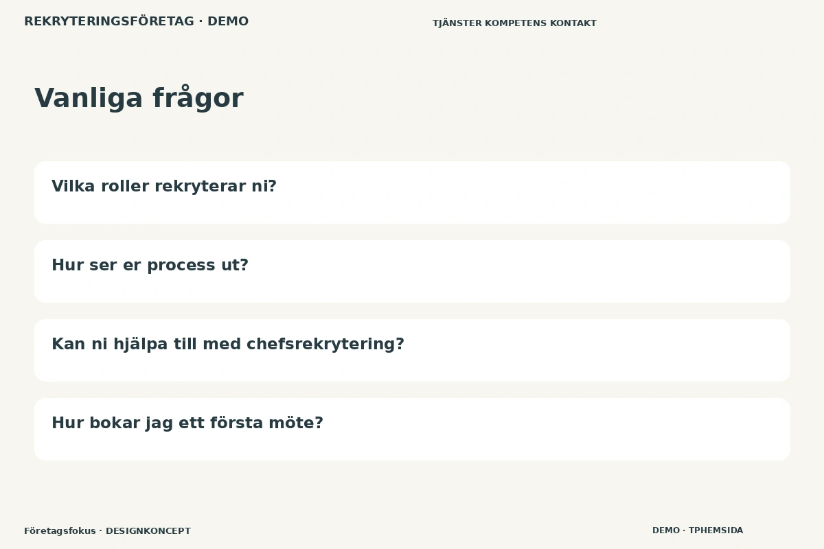 Företagsfokus – Vanliga frågor för rekryteringsföretag