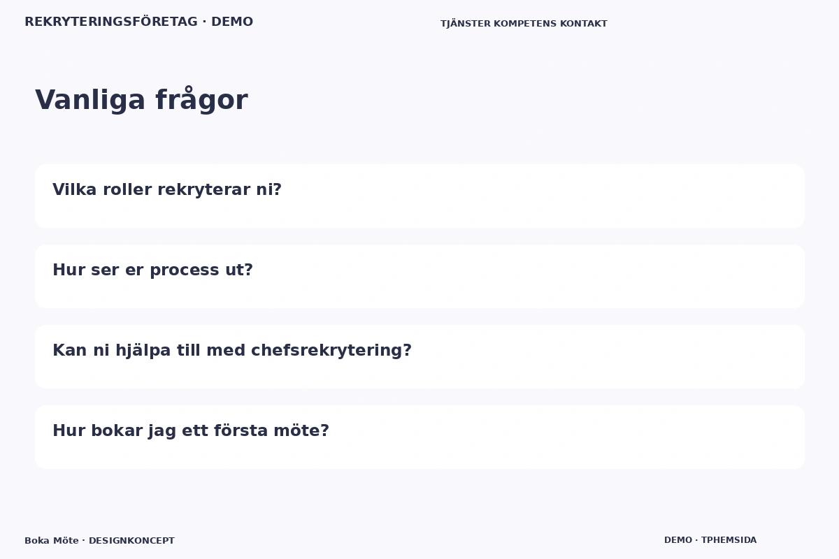 Boka Möte – Vanliga frågor för rekryteringsföretag
