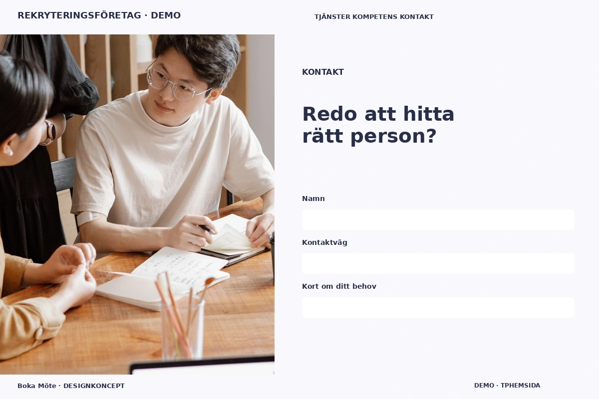 Boka Möte – Kontakt för rekryteringsföretag