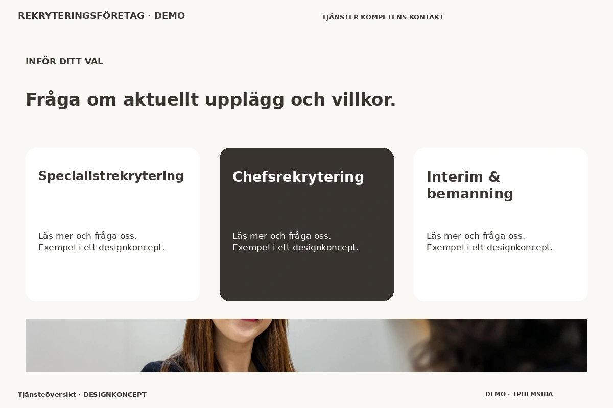 Tjänsteöversikt – Alternativ & villkor för rekryteringsföretag