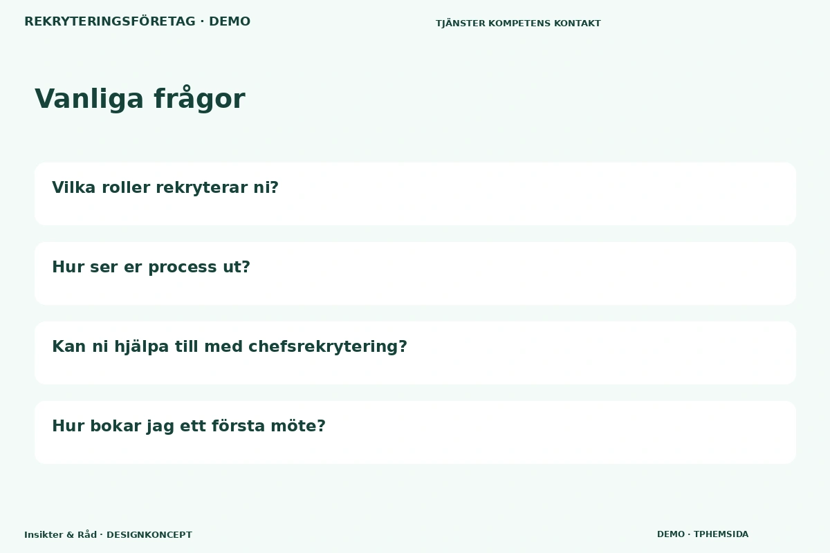 Insikter & Råd – Vanliga frågor för rekryteringsföretag