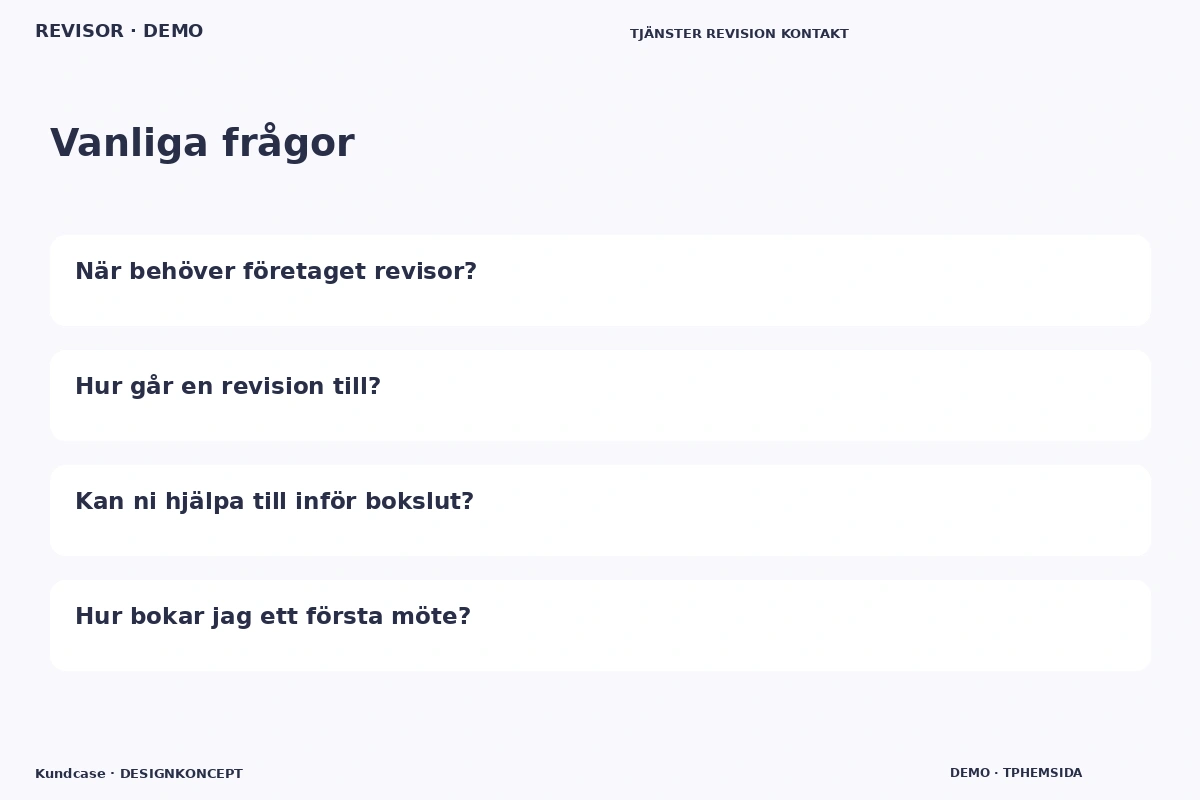 Kundcase – Vanliga frågor för revisor