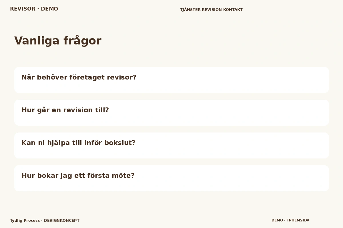 Tydlig Process – Vanliga frågor för revisor