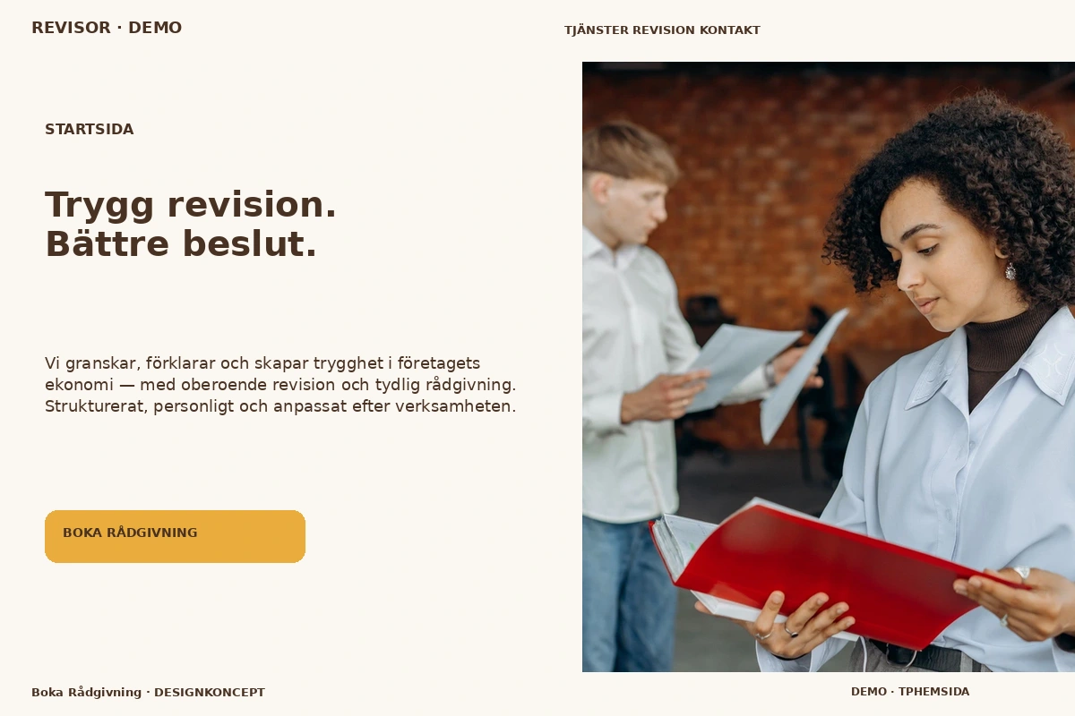 Boka Rådgivning – Startsida för revisor
